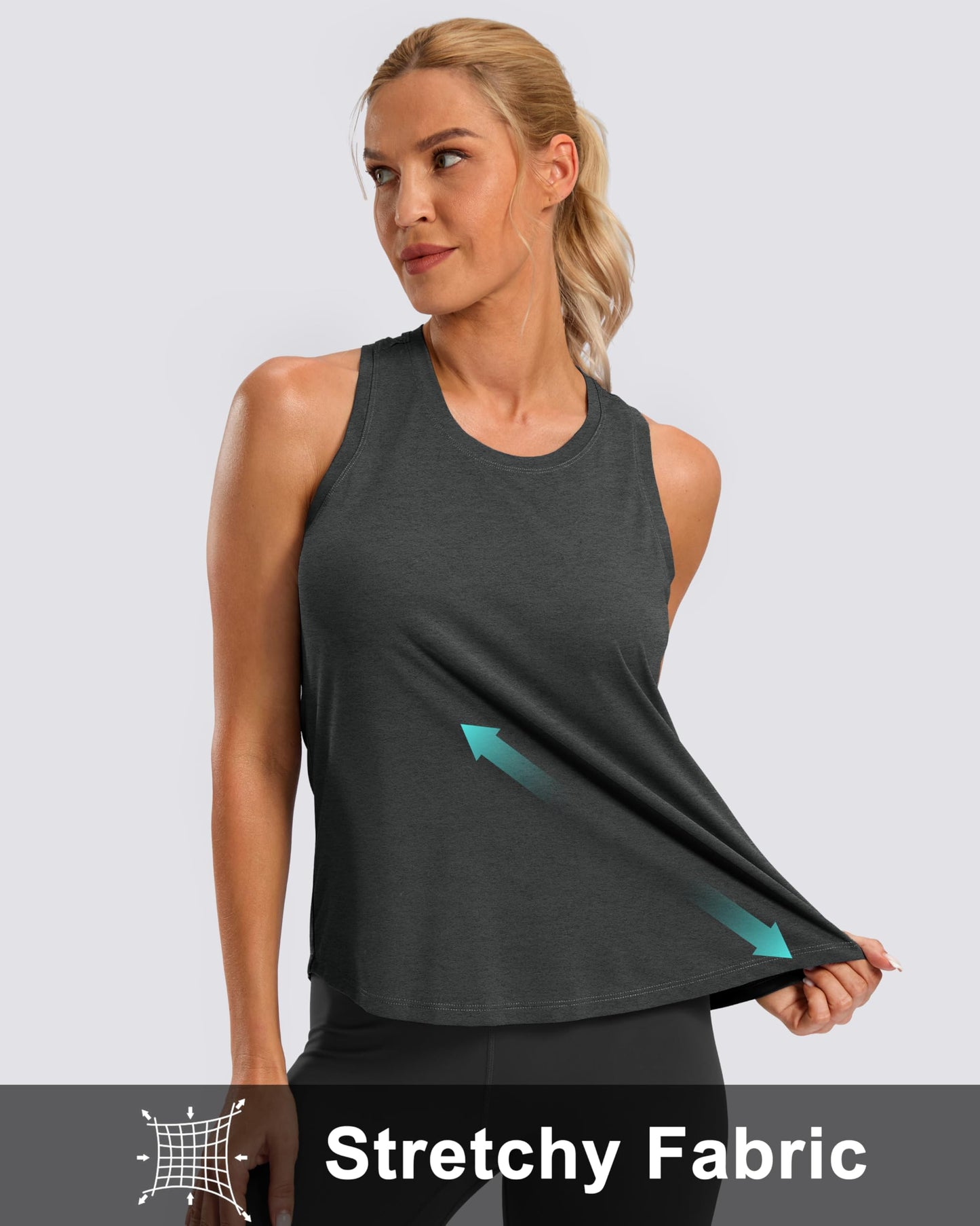 G Gradual Women's Workout Tank Tops Racerback Athletic Yoga Tops Loose Fit Sleeveless Running Gym Sports Shirts for Women(Charcoal,XXL)