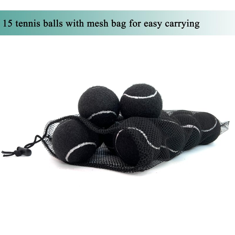 HPWFHPLF Tennis Balls, 15 Pack Practice Tennis Ball for Beginners, Training Playing Tennis Balls for Dogs, Come with Mesh Carry Bag (Black)