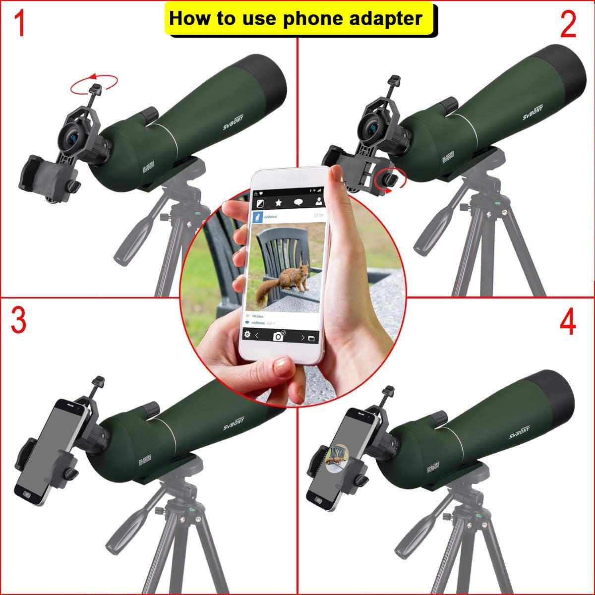 SVBONY SV28 Spotting Scope - 15-45x50mm Zoom Lens, Waterproof & Fogproof for Bird Watching | Tripod & Phone Adapter Included