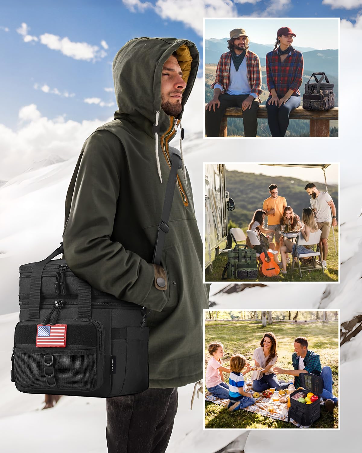 JOYHILL Lunch Box for Men 18L Large Expandable Double Deck Lunch Bag 24 Can