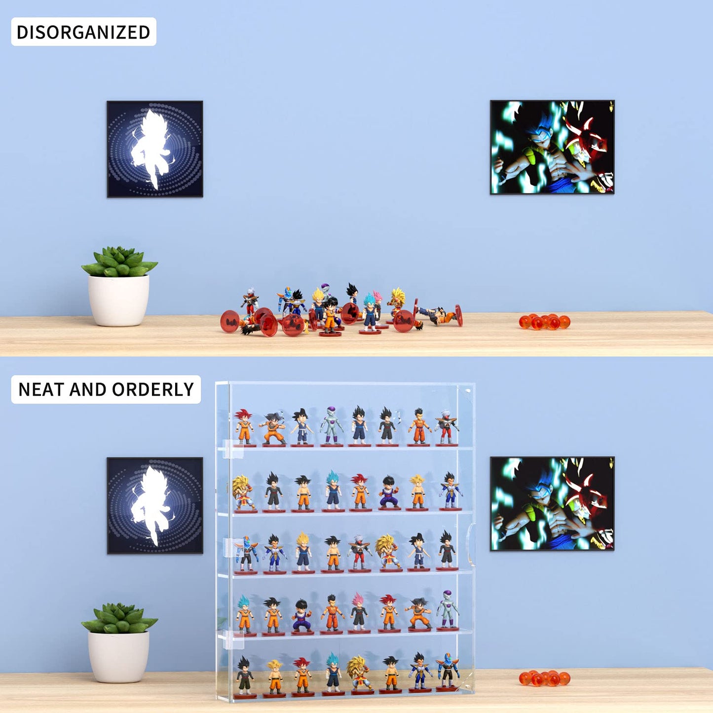 AITEE Acrylic Display Case, Display Cabinet for Mini Funko Pop Figures, Dust-Proof Clear Wall Mounted or Desktop 5 Layer Storage Mini Toys/Rock Stone, Each Compartment: 15 7/10”L x 3 2/5”W x3 4/5”H