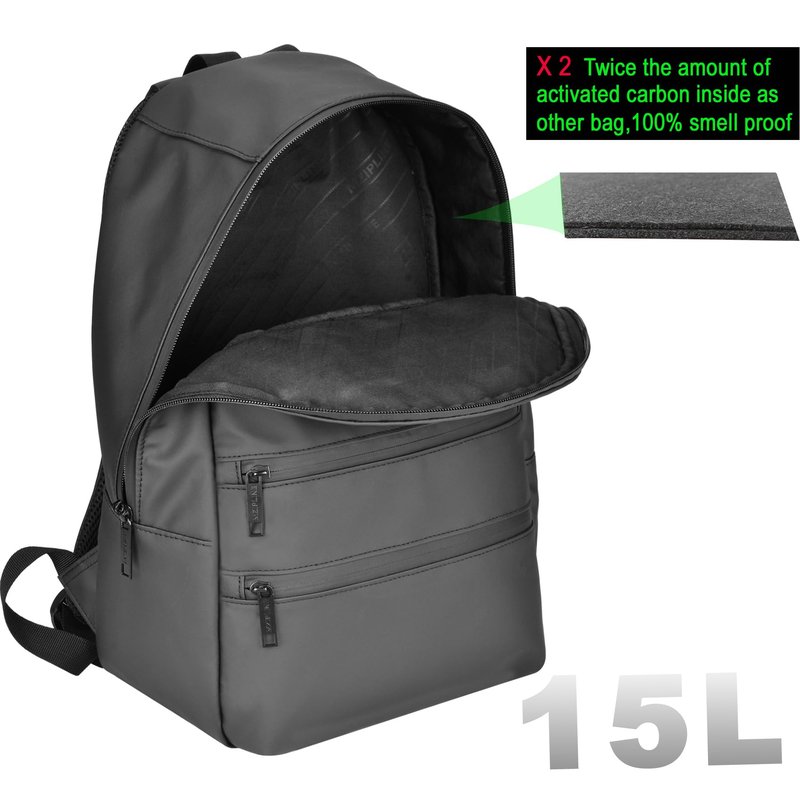 MZIPLINE Small Backpack Bag-Water Resistant Daypack Travel bag with Activated Carbon Lined for Men & Women Travel (Black)