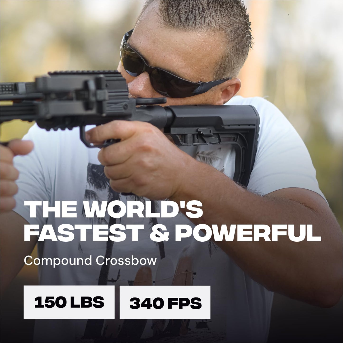 BALLISTA BAT Reverse Draw Compound Crossbow with L-Buttstock for Hunting, Bowfishing and Target Shooting – 340 FPS, 150 lb Draw Weight, Lightweight 4 lb Design