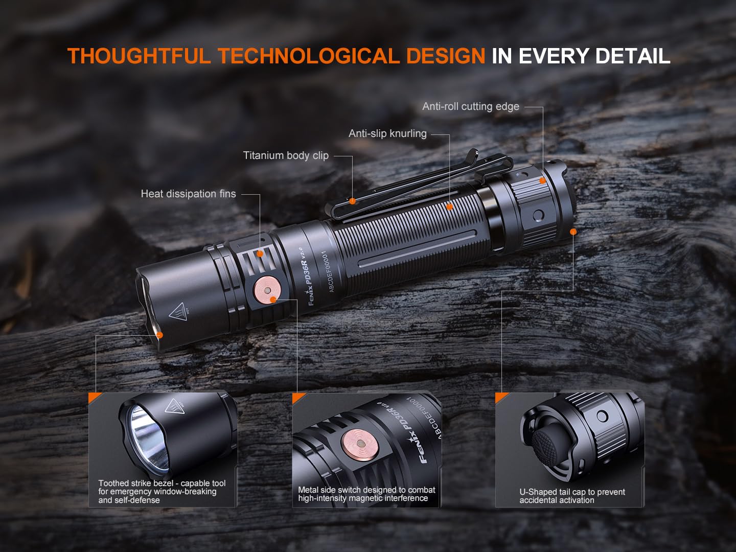 Fenix PD36R V2.0 1700 Lumen Rechargeable LED Tactical Flashlight, Battery, Holster, EdisonBright Accessory case Bundle