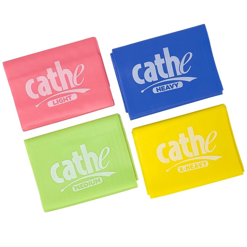 Cathe TPE 6ft Elastic Stretch Resistance Bands Set • Latex Free Exercise Resistance Band Set of 4 Elastic Bands for Exercise with Travel Carry Case • Resistance Bands for Women and Men