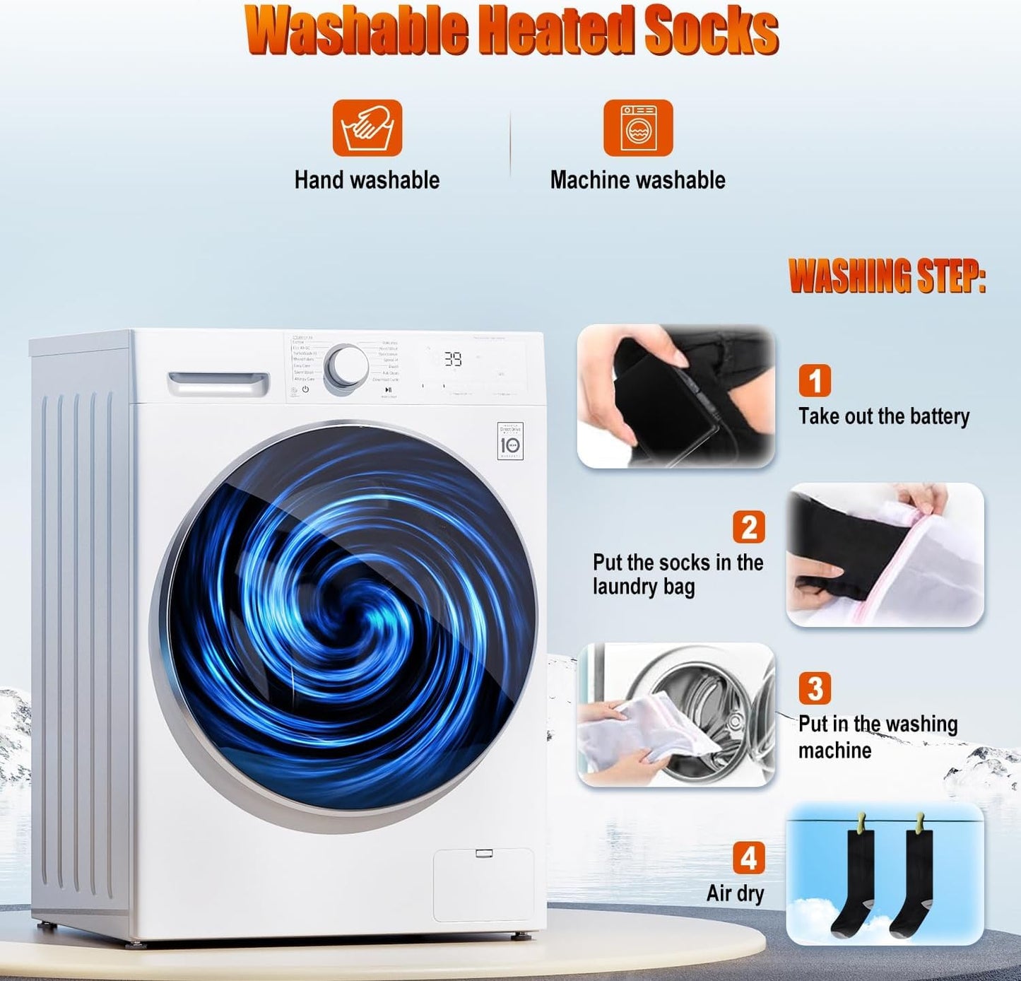 Heated Socks APP Control for Men Women, 6000mAh*2 Battery Heated Socks, Electric Feet Warmers Rechargeable Smart Foot Warmers Washable for Camping Fishing Cycling Skiing Skating Hiking Camping