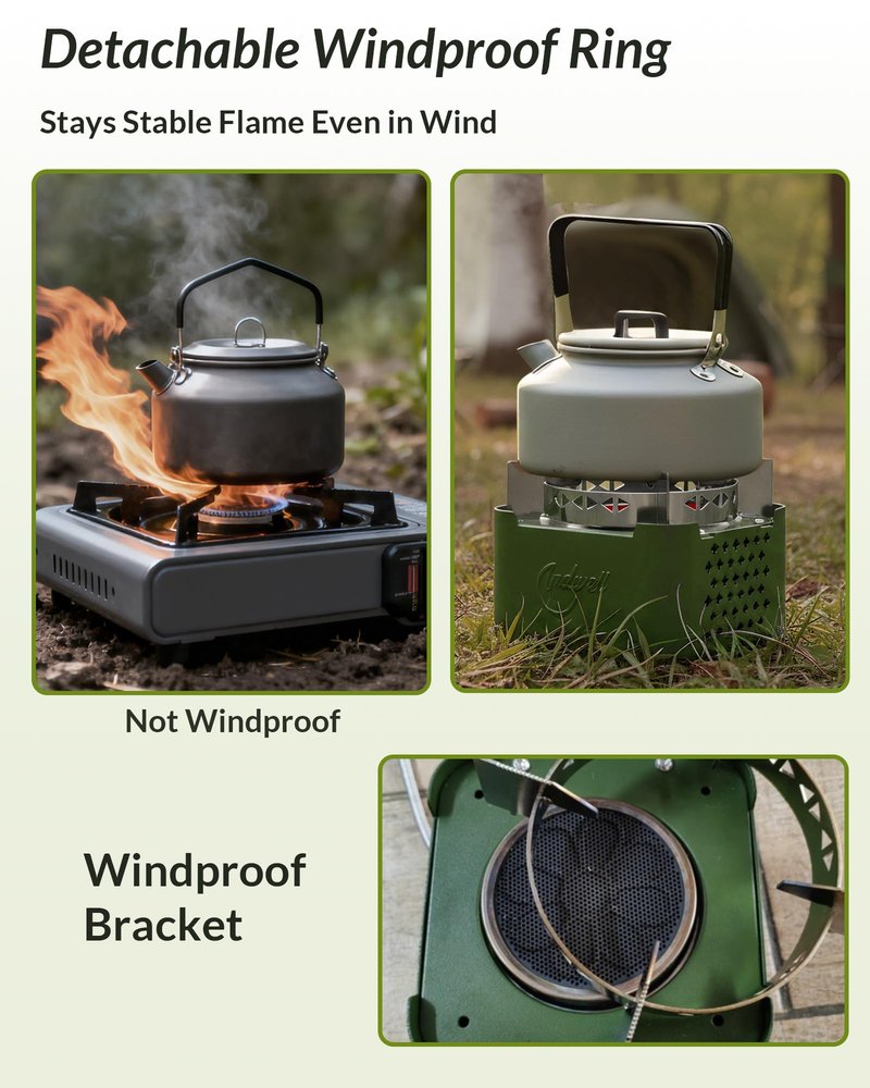 Indwell Infrared Propane Camping Stove - CSA Certified Portable Gas Stove with 23inch Extended Hose & Piezo Ignition, Windproof Single Burner for Backpacking, Hiking, Fishing & Emergency Preparedness