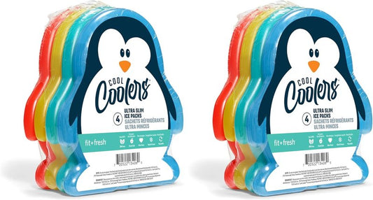 Kids Lunch Box Ice Packs - Slim Penguin Freezer Packs for Lunch Bags | 8 Pack