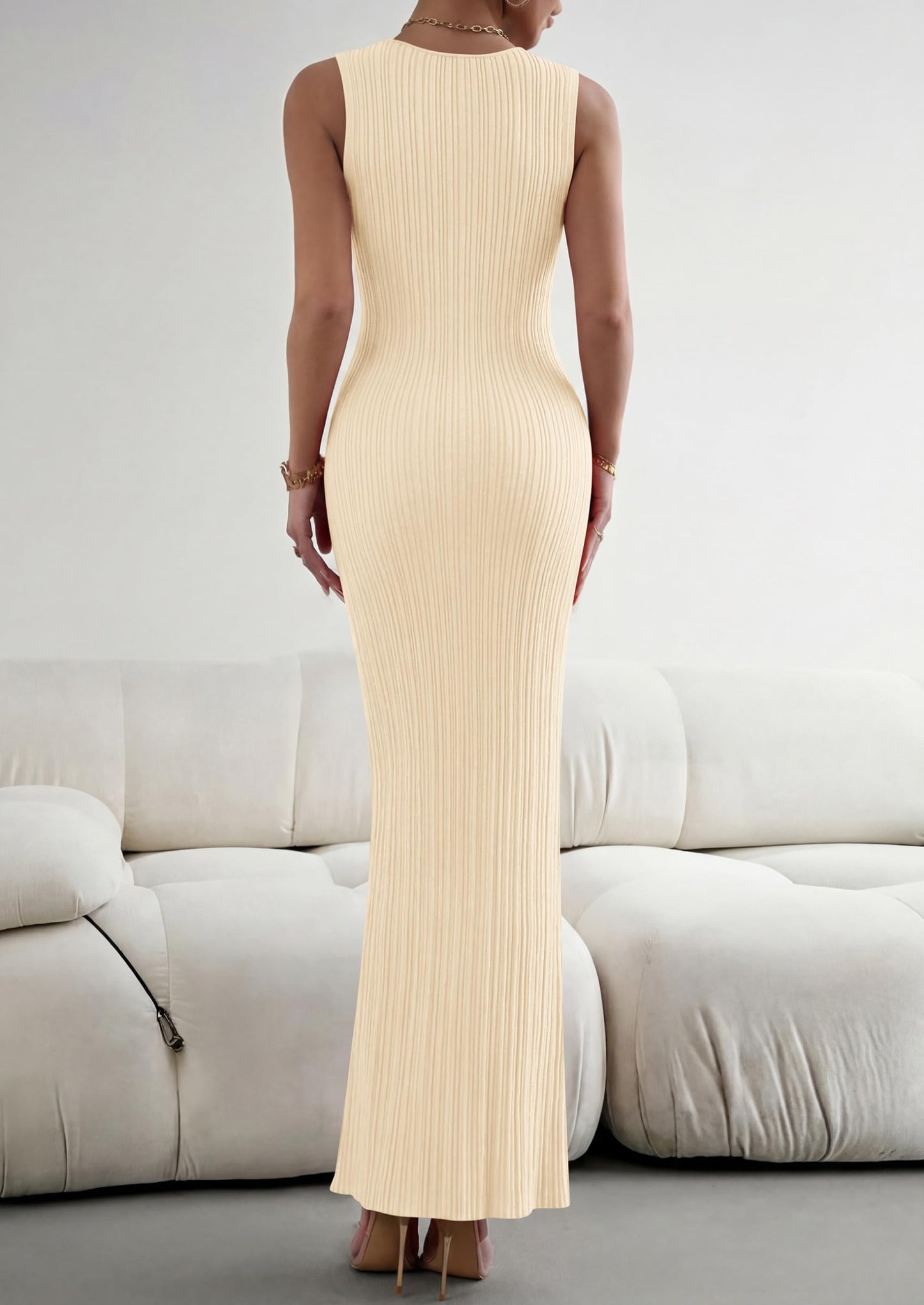 PRETTYGARDEN Women's 2026 Summer Casual Maxi Dresses Ribbed Knit Sleeveless Bodycon Elegant Going Out Beach Vacation Clothes