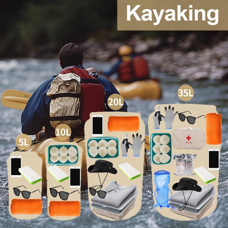 Treklean Lightweight Dry Bags Waterproof for Kayaking,5L/10L/20L/35L Roll Top Dry Sack Waterproof Bags for Travel Boating Camping Beach (Blue, 35L)