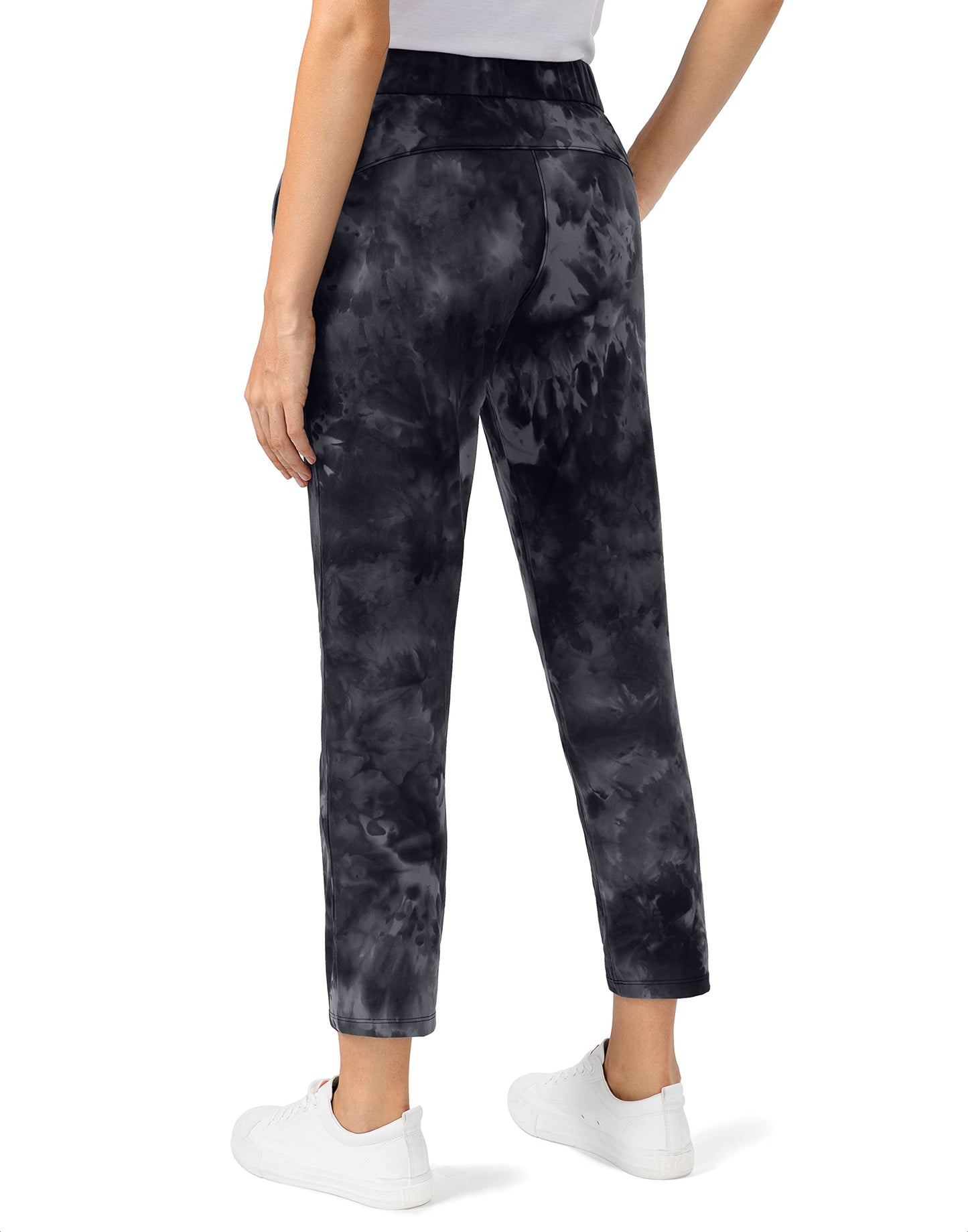 G Gradual Women's Pants with Deep Pockets 7/8 Stretch Sweatpants for Women Athletic, Golf, Lounge, Work (Black Tie Dye, XX-Large)