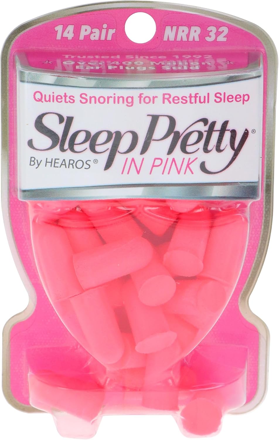 Sleep Ear Plugs - HEAROS Pretty in Pink, 14 Pairs for Comfortable Sleeping