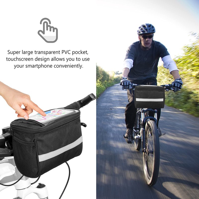 Lixada Bike Baskets Bag with Reflective Stripe Bicycle Handlebar Bag Bike Frame Bag Bicycle Bag Bike Front Tube Bag Bike Pannier Bag