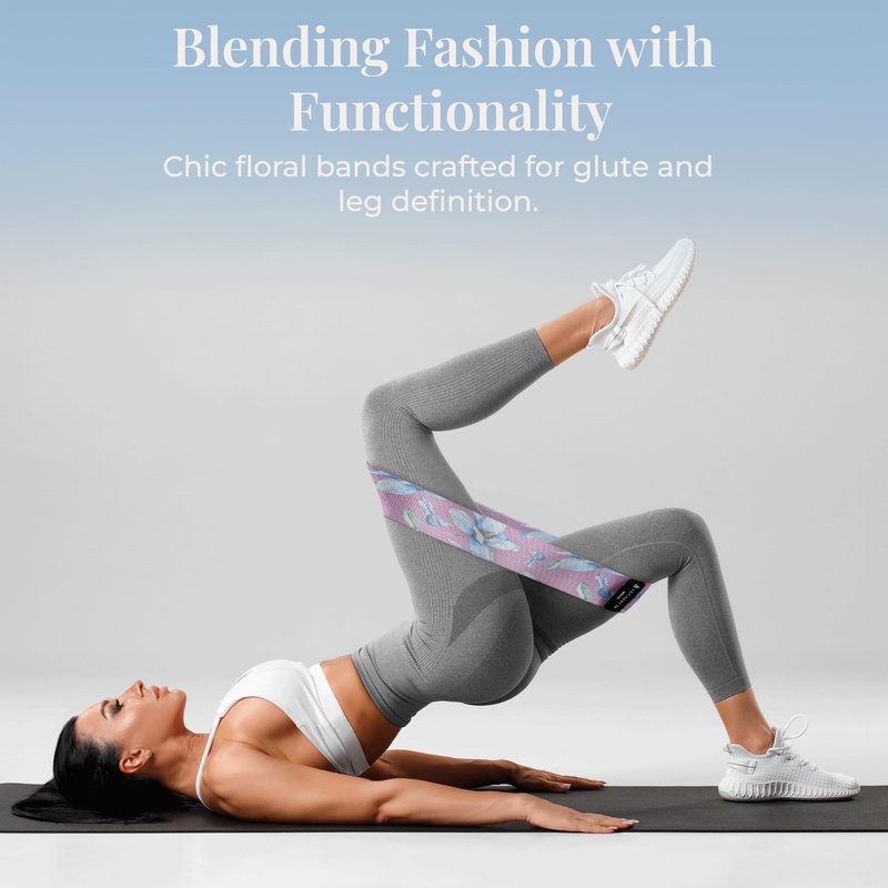 Activery Co. Fabric Resistance Bands for Women – Non-Slip Fitness Tool for Glutes, Legs & Full-Body Training – Ideal for Toning & Recovery – Includes Workout Guide & Travel Bag – 3 Pack (Floral Print)
