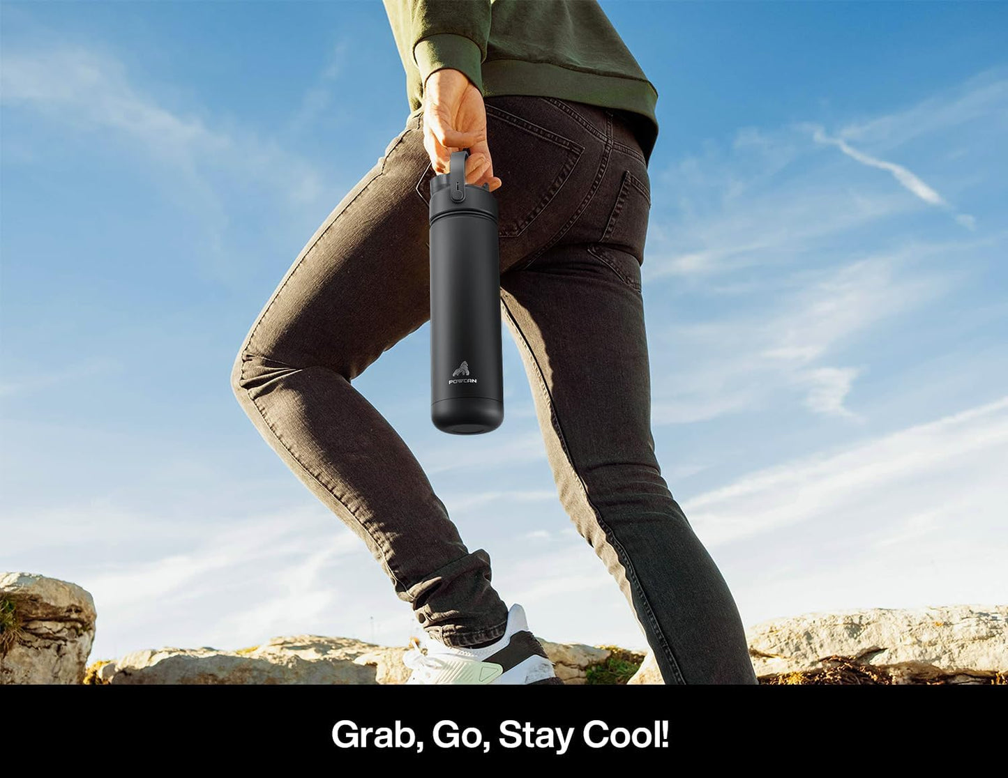 Insulated Water Bottle - 26 oz Stainless Steel with 2-in-1 Straw & Spout Lid | Leak-Proof, Fits Car Cup Holder, Dark Knight