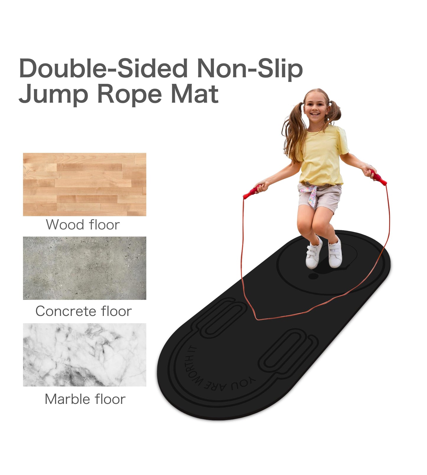 Knsbk Non-Slip Jump Rope Mat for Shock Absorption - Skipping Mat for Adults & Children Home Indoor Workout Exercise in Green