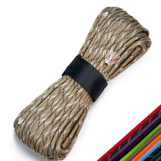 4-in-1 Survival Paracord 550 Paracord 550 Fire Cord Paracord 10 Strand, 5/32" Diameter U.S. Military Type III 550 Parachute Cord with Integrated Fishing Line, Fire-Starter Tinder