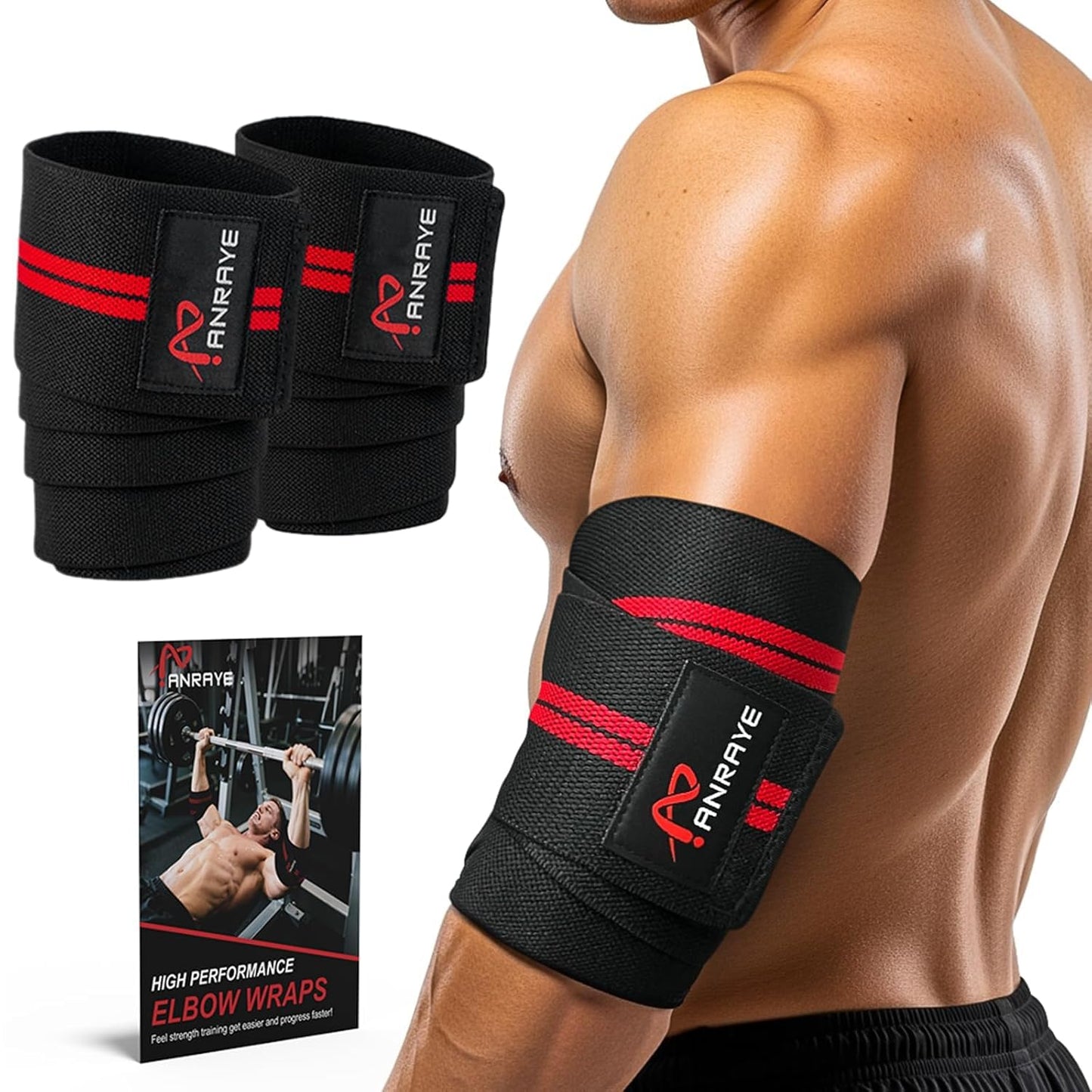 Elbow Wraps for Weightlifting - Adjustable Compression Straps for Joint Support | 1 Pair, Elbow Sleeves for Men & Women