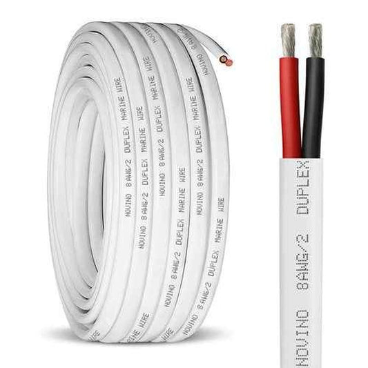 8 Gauge Marine Wire Duplex Marine Grade Wire,8 AWG 40ft Tinned Copper Heavy Duty Sheathed Cable for Boat/Automotive/RV/Camper/Trailer