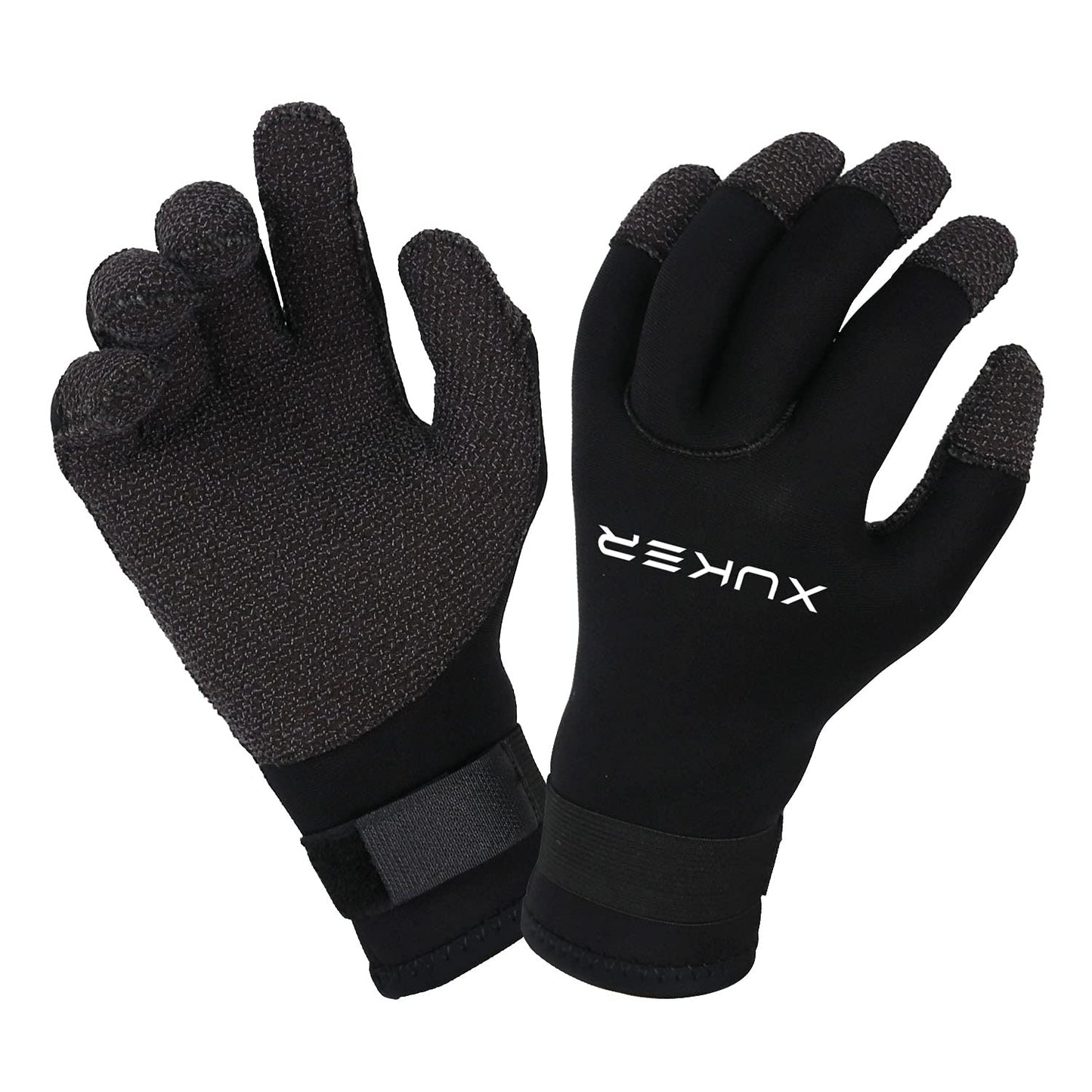 XUKER Water Gloves, 3mm & 5mm Neoprene Five Finger Warm Wetsuit Winter Gloves for Scuba Diving