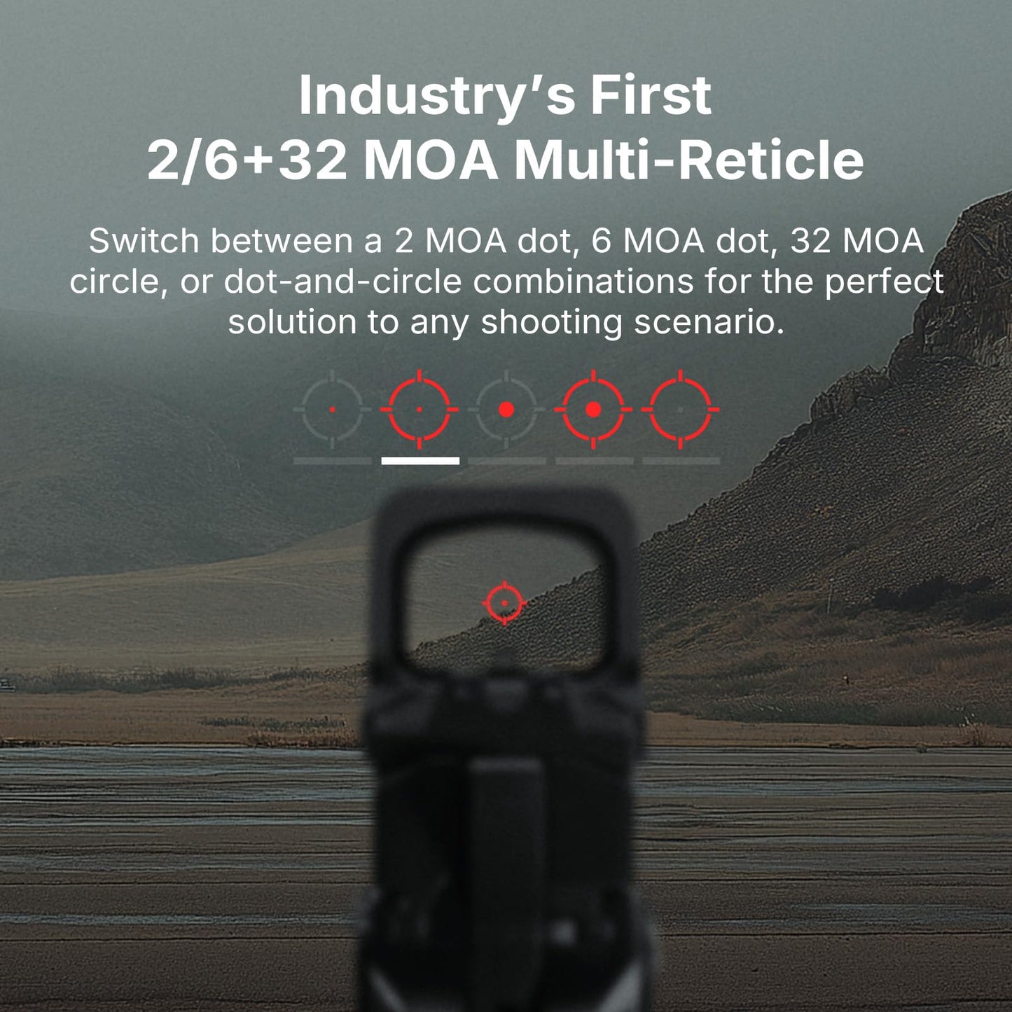 OSIGHT XR Enclosed Red Dot Sight, 2/6 & 32 MOA Multi-Reticle