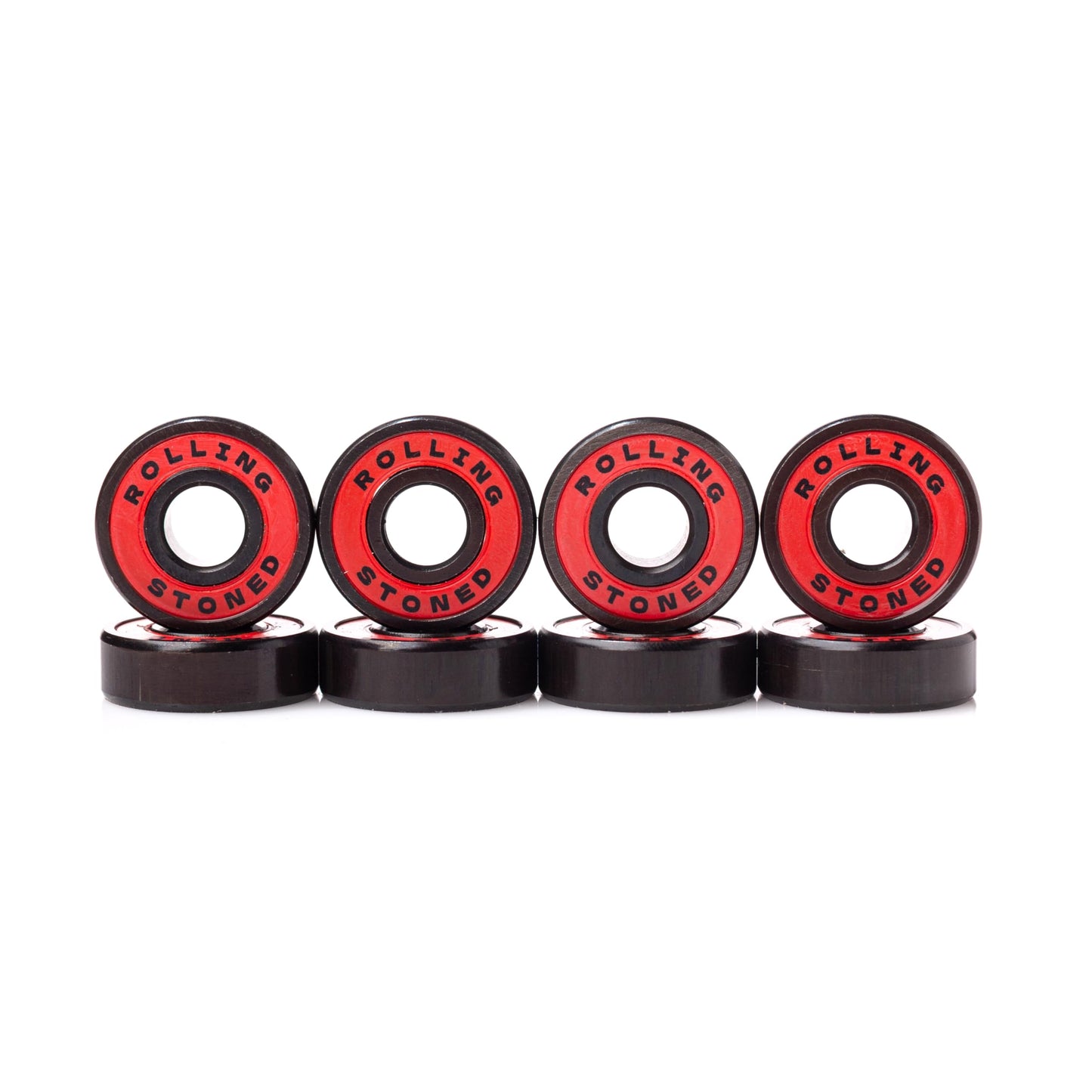 Rolling Stoned Skateboard Bearings Set - ABEC 5 Sealed Bearings for Skateboards, Longboards, Scooters and Roller Skates Stainless Steel 608 Bearings (8 Pack, Red) (AA Dubs)