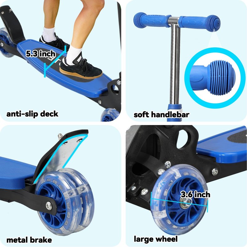 Kids Scooter Heavy Duty, 3 Wheel Scooters for Boy Girl Age 3-8, Heavy Duty Toddler Kick Scooter with Height Adjustable Handlebar, Lean-to-Steer LED Wheels, Anti-Slip Deck, Birthday Gift Wrapped