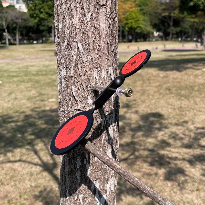 Double-Headed Round Target - 3mm Thick Steel Slingshot Shooting Practice | 360-Degree Rotating Design