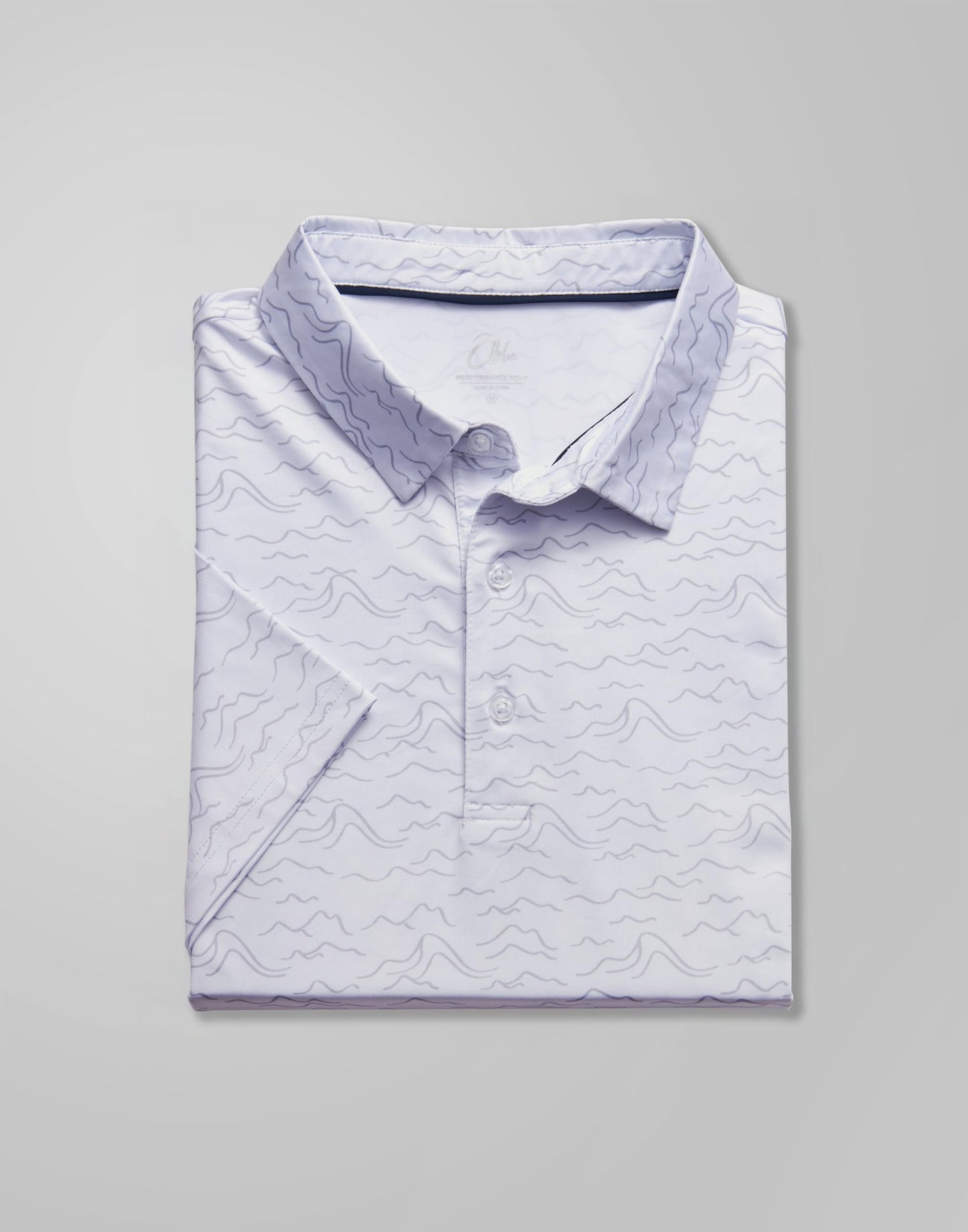 Obla Mens Golf Polo Shirts Short Sleeve Dry Fit Performance Moisture Wicking Casual Print Collared Golf Shirts for Men (White Peak_S)