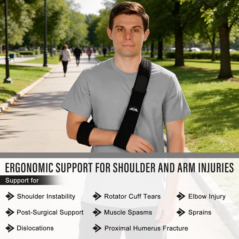 supregear Arm Sling, Adjustable Arm Support Strap, Lightweight Shoulder Immobilizer for Injured Elbow, Broken Collarbone, Torn Rotator Cuff, Dislocation or AC Separation, Left Right, Men Women