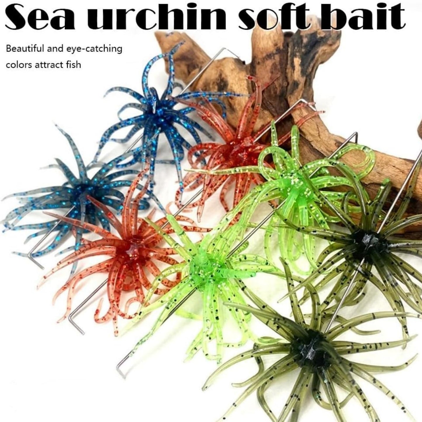 Tentacle Creature Lure,Finesse Lifelike Fishing Lures with Multiple Tentacles,Soft Plastic Baits for Bass Fishing,Drop Shot,Wacky Rig/Neko Rig and Finesse,Slow Sinking，sea Urchin Bait (A)