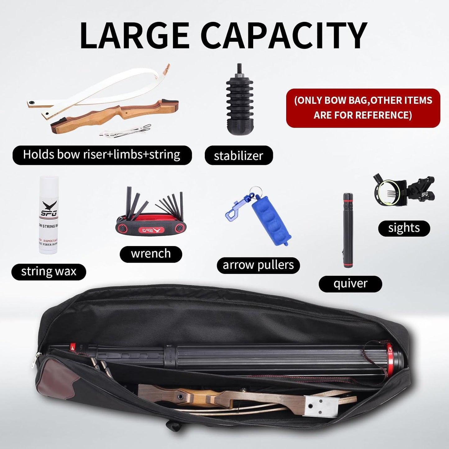 SPG Takedown Recurve Bow Case - Double Layer Portable Soft Bag for Archery | Ideal for Adults & Youth