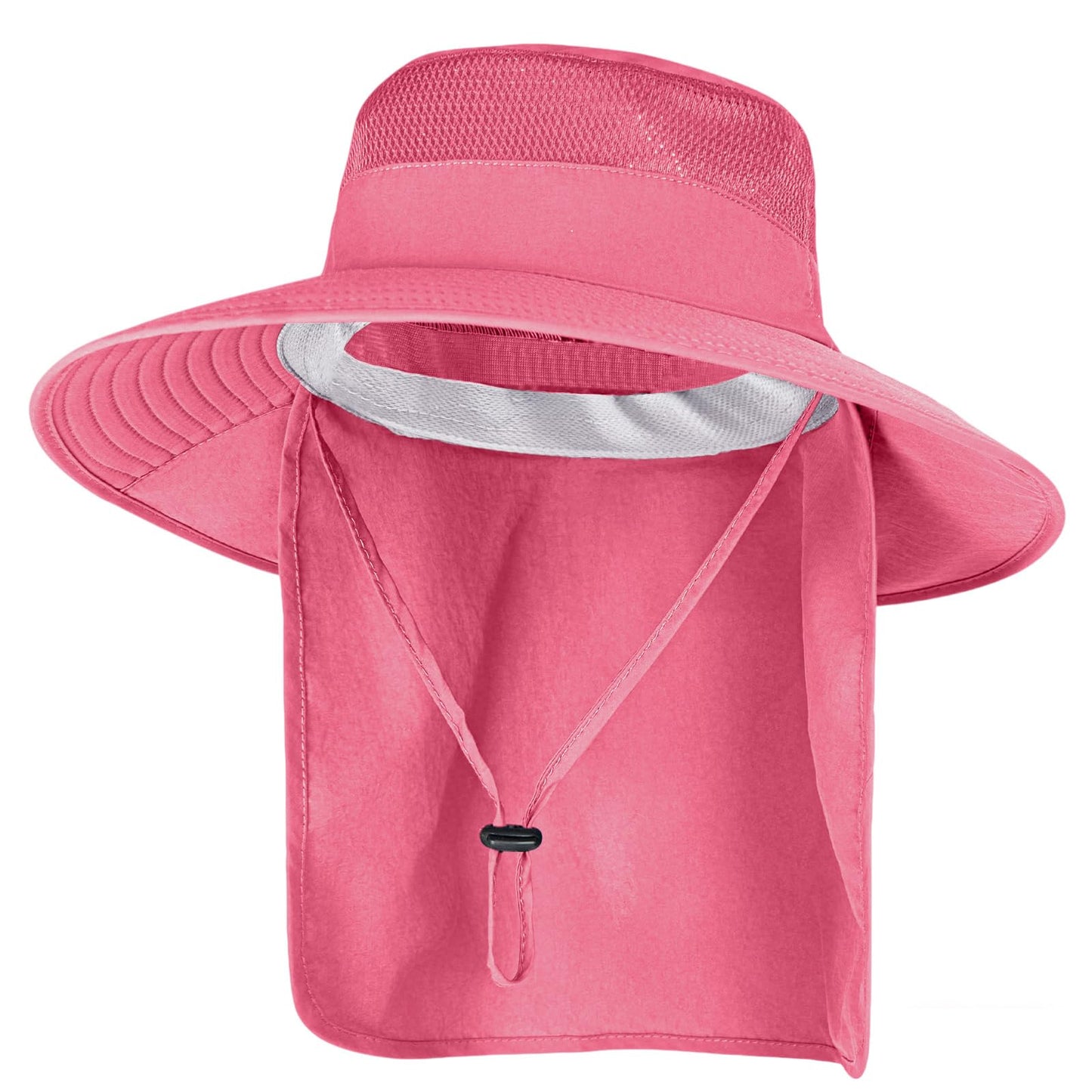 Sun Hats for Men Women Fishing Hat UPF 50+ Breathable Wide Brim Bucket Hats Summer UV Protection Safari Hat with Neck Flap Rose