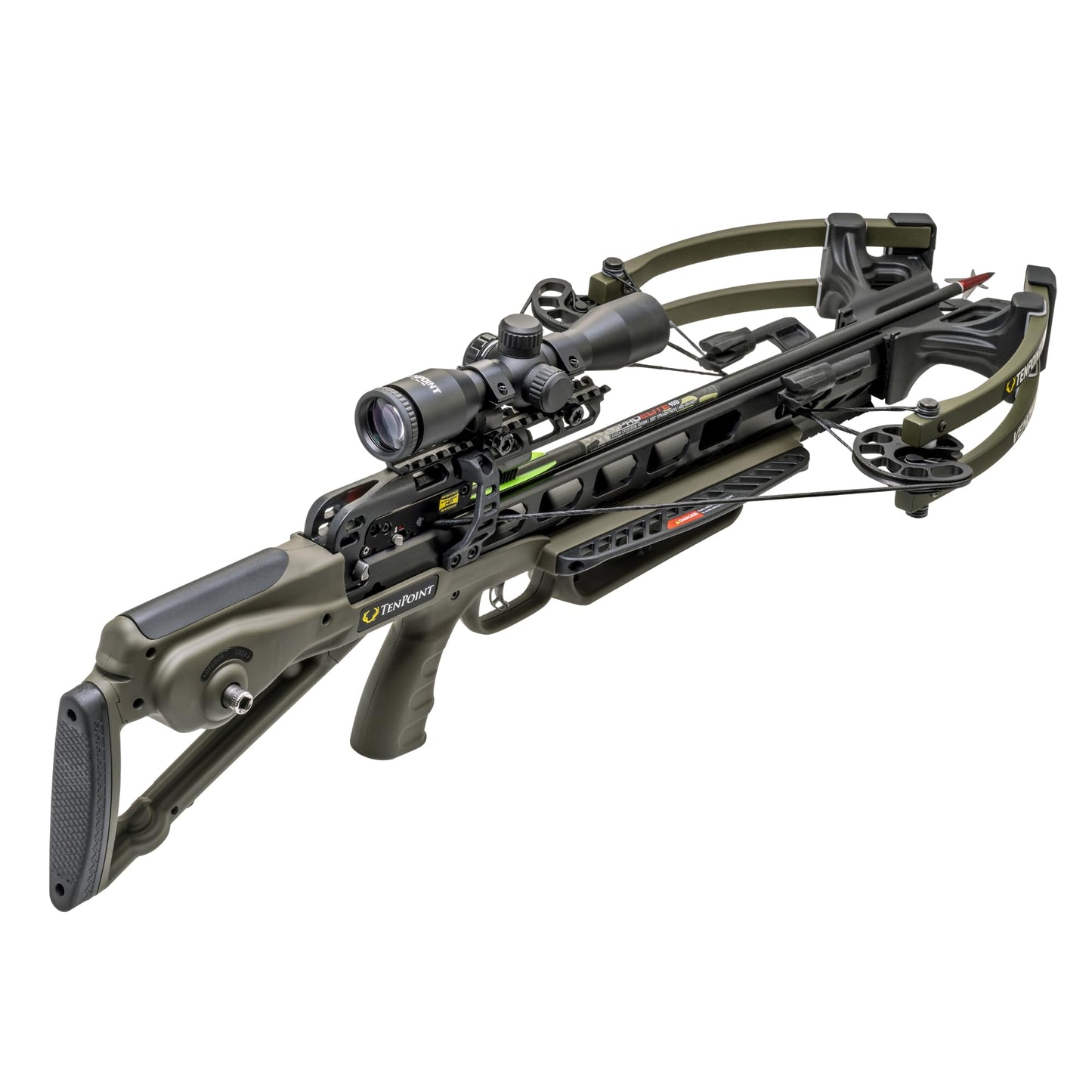 TenPoint Venom X, Moss Green - 390 FPS - Lightest ACUslide Bow Ever - Includes Pro-View 400 Scope, Polymer Scope Struts, ACUslide & Three Pro Elite 400 Carbon Arrows