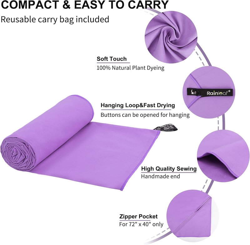 Microfiber Travel Towel - Quick Dry, Super Absorbent & Ultra Compact | Ideal for Gym, Camping & Beach Use