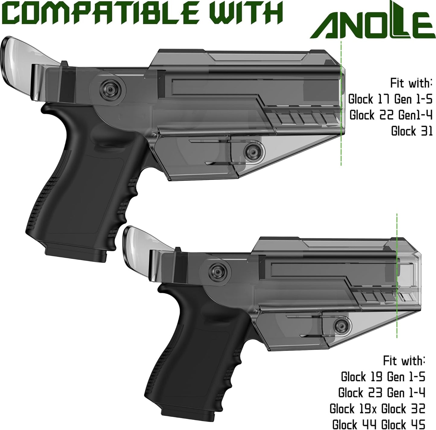 Glock Optic Cut Holster OWB - Level II/III Right Hand Fit for Glock 17, 19, 22, 23, 31, 32, 44, 45 Gen 1-5