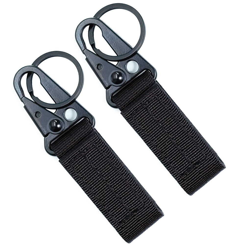 FAIRWIN Tactical Gear Clip, Nylon Key Ring Holder or Tactical Belt Keepers Military Utility Hanger Carabiner Tactical Molle Hook, Black, Tan, Green