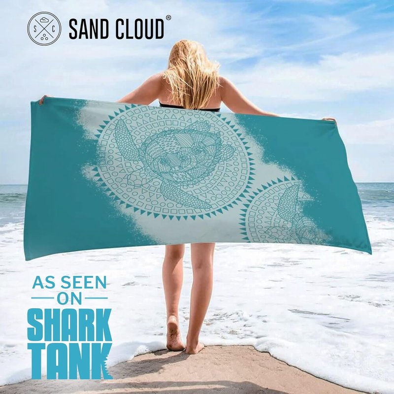 Turkish Beach Towel - Sand Resistant & Quick Dry - 100% Organic Cotton | Mandala Sea Turtle Green