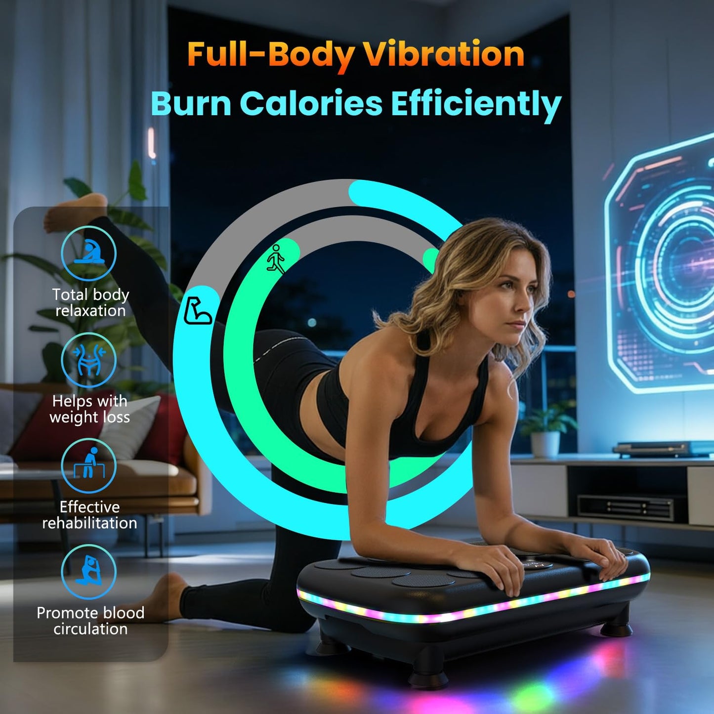 AXV Vibration Plate Fitness Platform Exercise Machine Vibrating Shaking Full Body Shaker Workout Vibrate Stand Shake Board Sport for Weight Loss Fat Burner for Gym Home Office