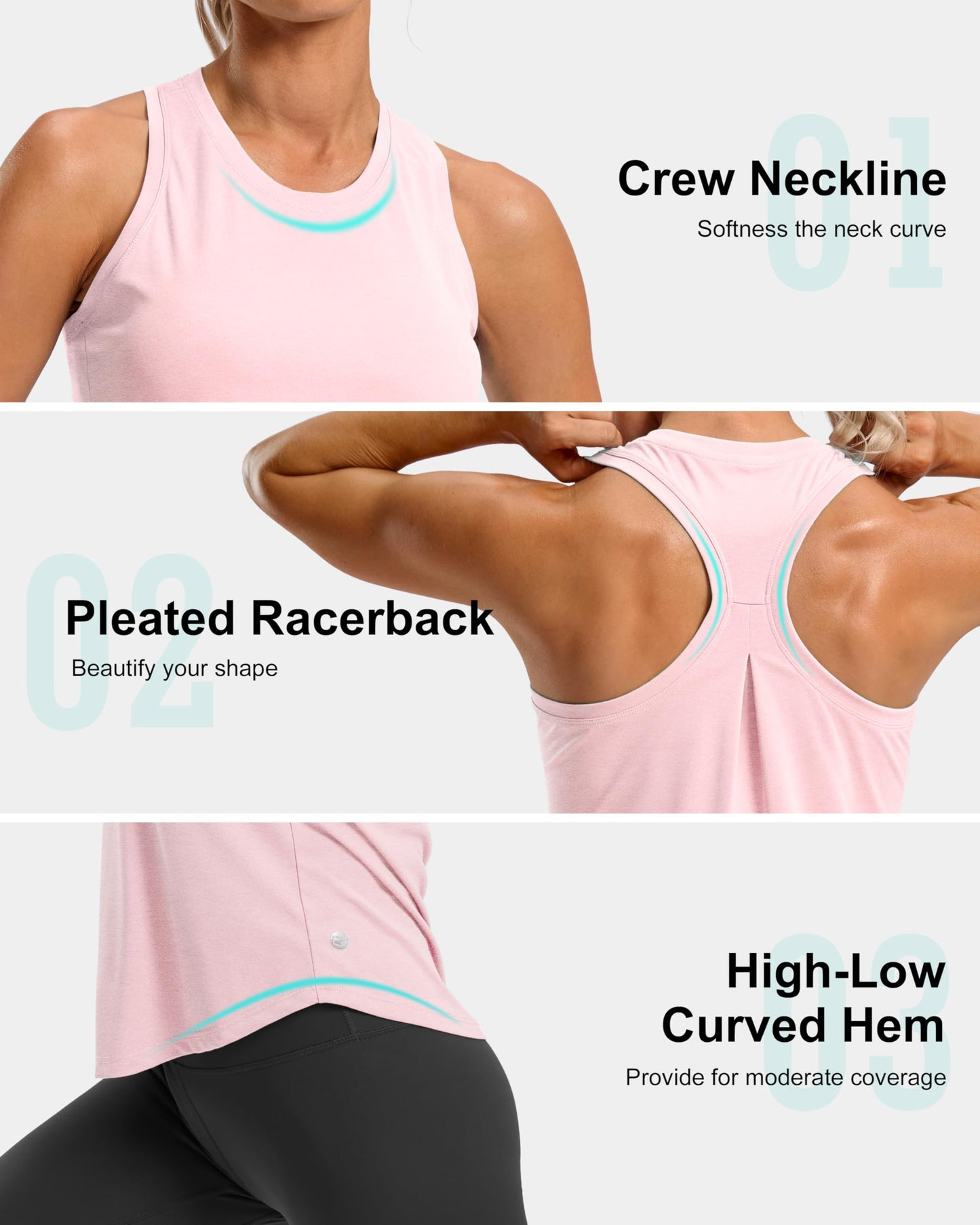 G Gradual Women's Workout Tank Tops Racerback Athletic Yoga Tops Loose Fit Sleeveless Running Gym Sports Shirts for Women(Pink,XXL)