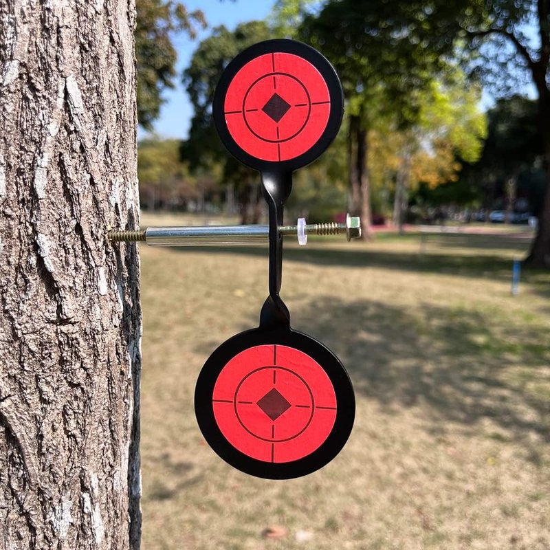 Double-Headed Round Target - 3mm Thick Steel Slingshot Shooting Practice | 360-Degree Rotating Design