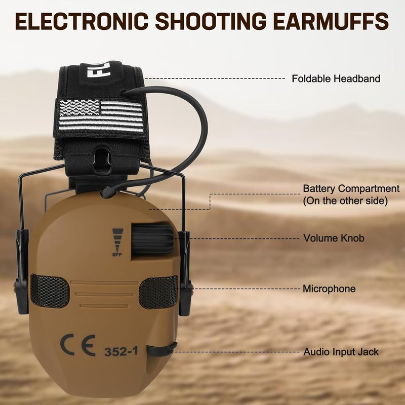 Electronic Ear Protection - 5X Sound Amplification Muffs | NRR 26dB Noise Reduction for Shooting & Hunting