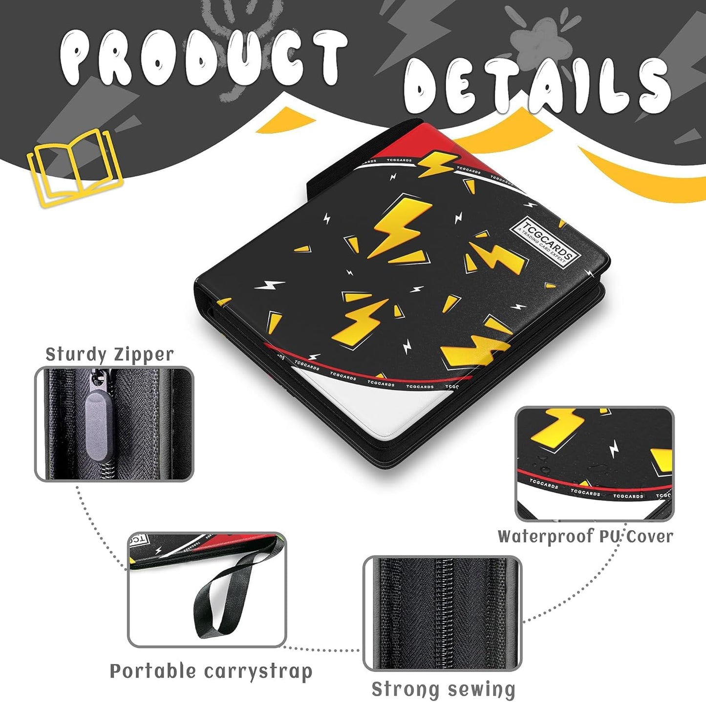 Trading Card Binder 9 Pocket,Card Binder 900 Pockets,Card Book Holder Cards with 50 Removable Sleeves,3-Ring Zip Design MTG/TCG/Sport Collectible Trading Card Albums Gifts for Boys and Girls