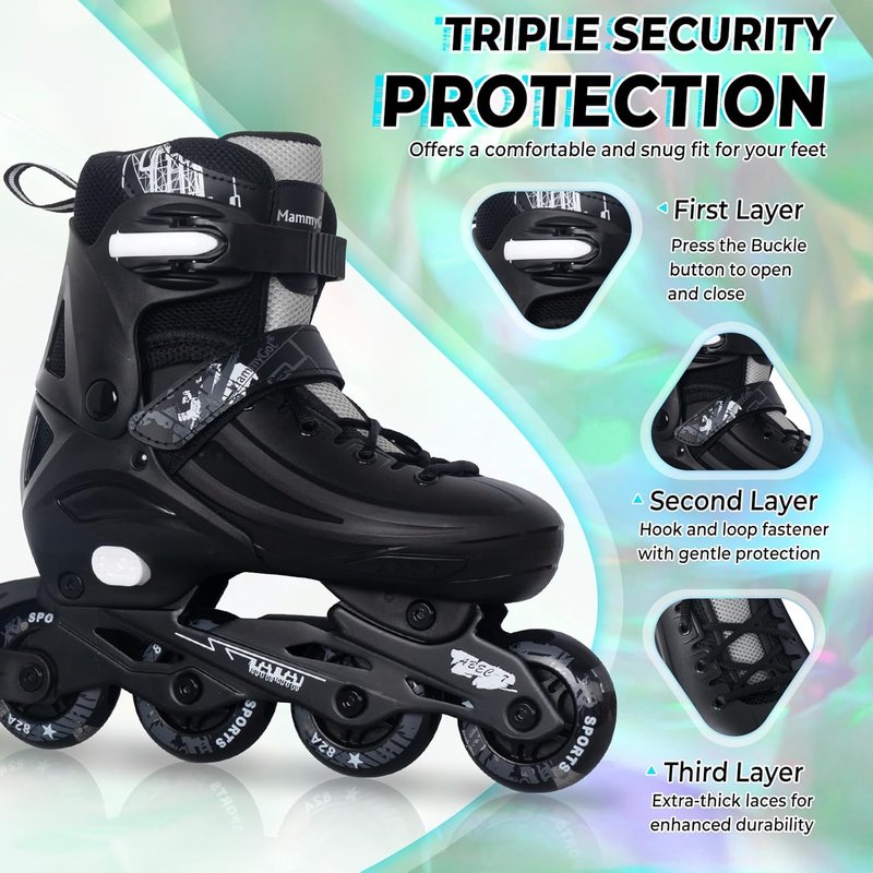 Adjustable Inline Skates for Kids & Adults - Light Up Wheels | Indoor & Outdoor Roller Skating