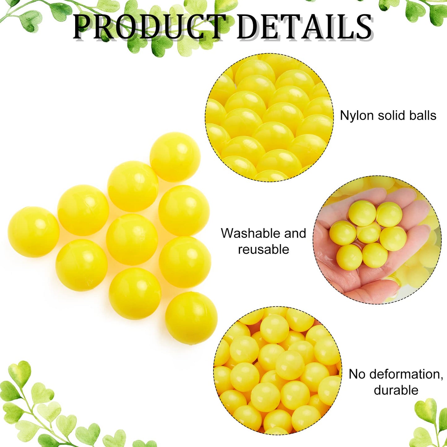 150 Pieces 68 Cal Paintballs Solid Balls 68 Breaker Balls Hard Nylon Paintball for Shooting Training Practice (Yellow)