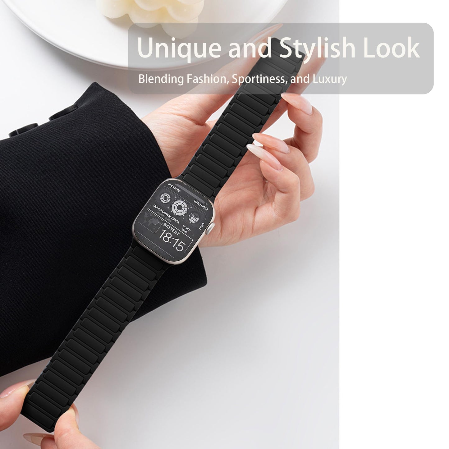 Lamshaw Compatible with TRAUSI Smart Watches Bands, Quick Release Silicone Sport Strap Watchband Compatible with TRAUSI TG08 1.83" HD Smart Watches (Black, 22mm size band)