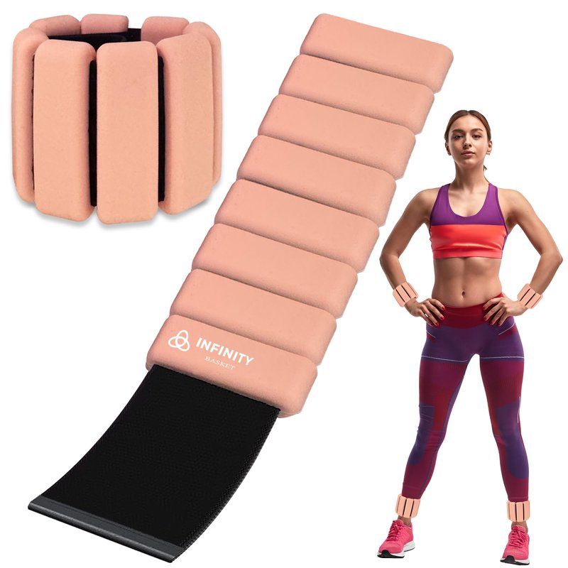 Infiniti Basket 2LB Ankle & Wrist Weights for Women | Bracelet weights for women | Perfect 2 pound adjustable ankle weights | Arm, Wrist, Ankle Weights Set of 2 (Purple)