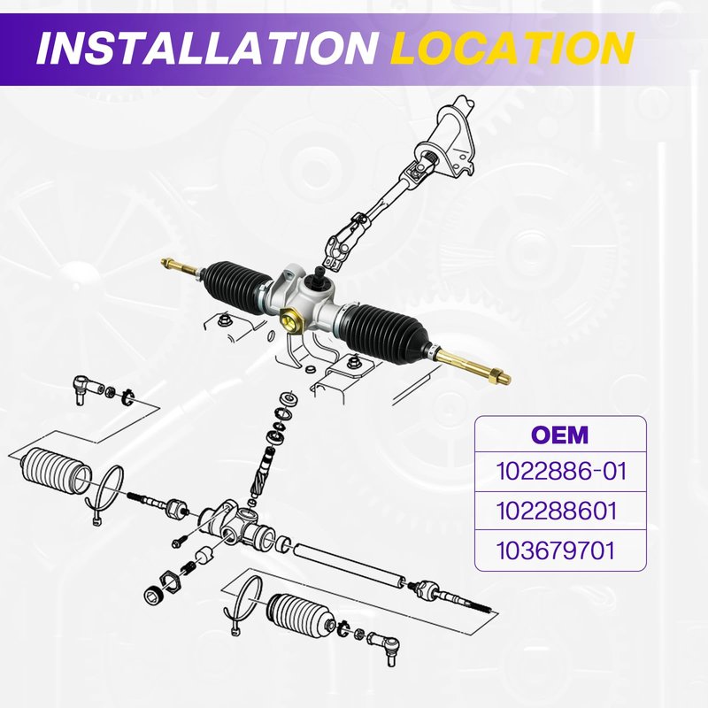 Club Car Precedent Steering Gear Box Assembly, Golf Cart Steering Rack for Club Car Precedent/Onward/Tempo 2004-UP Gas & Electric Golf Carts, Club Car Steering Rack Replaces OEM# 102288601 103679701