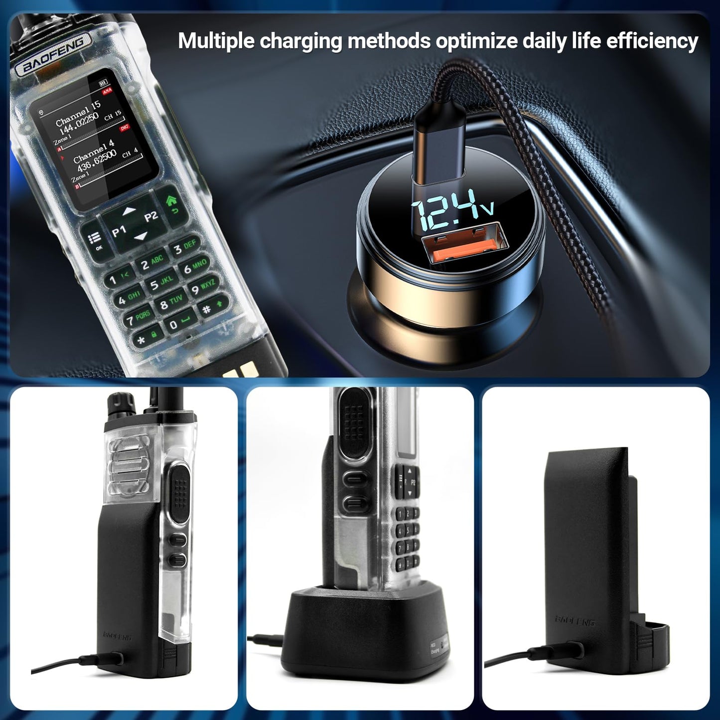 BAOFENG DM-32 DM32 10W DMR Ham 2 Way Radio GPS Matching Writing Frequency Satellite Positioning Type-C DM32(1PC) (Transparent)
