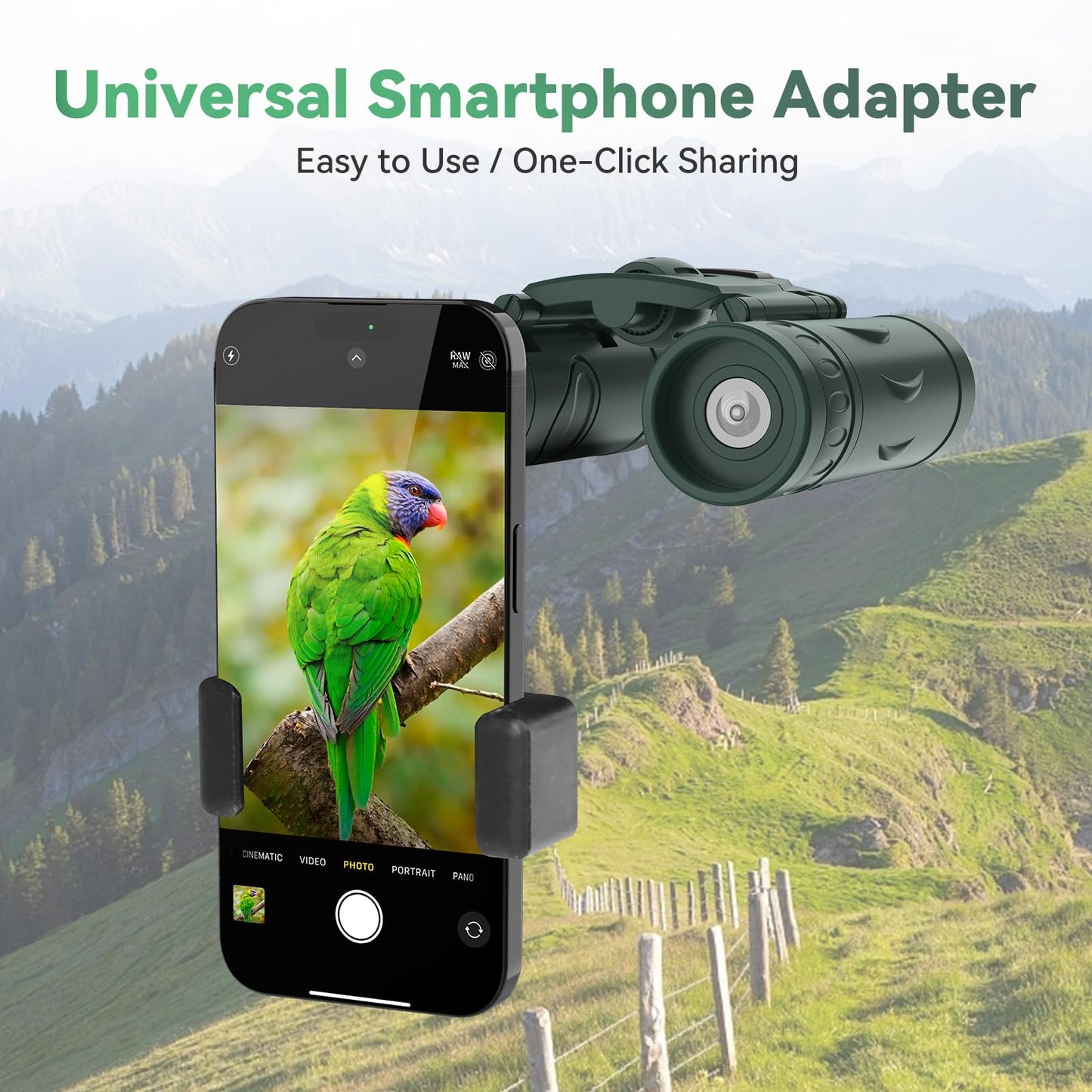 300x25 Binoculars for Adults and Kids, High Powered Mini Pocket Binoculars with Phone Adapter, Waterproof Compact Telescope for Bird Watching, Hunting, Concert, Theater, Opera, Traveling, Sightseeing